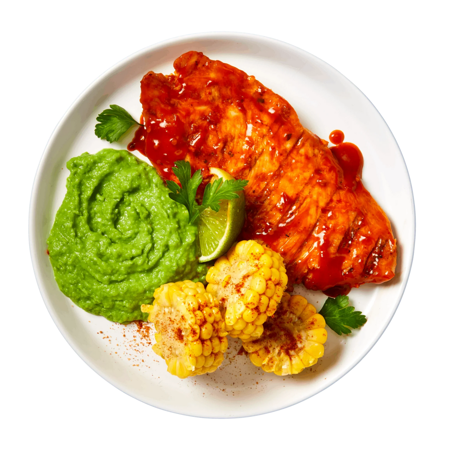 Peri Peri Chicken With Corn Cob And Pea Mash
