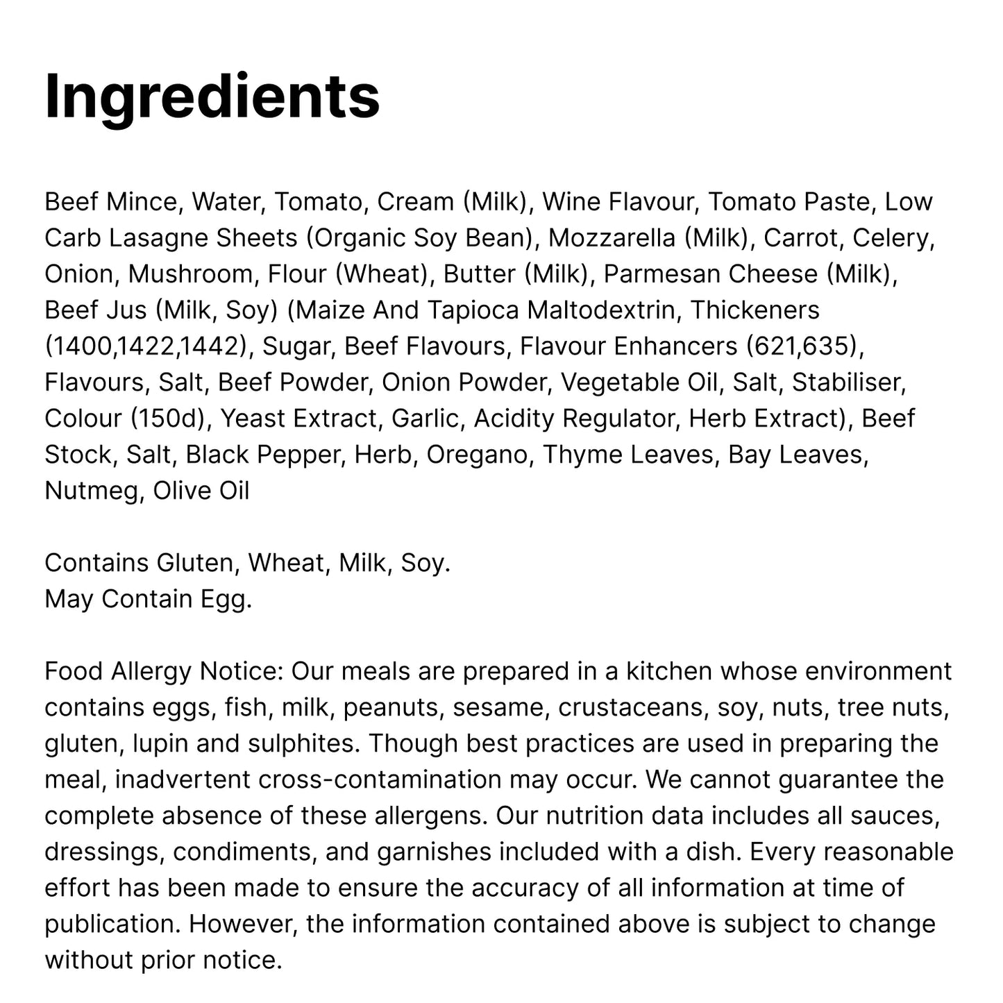 Beef Lasagne (Low Carb)